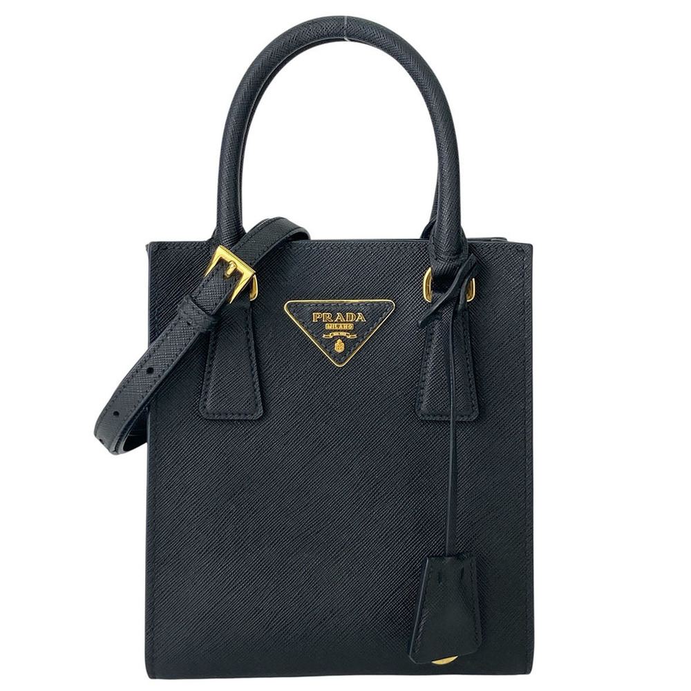 Prada Leather Bag Saffiano Shoulder Tote Black - Picture 2 of 6